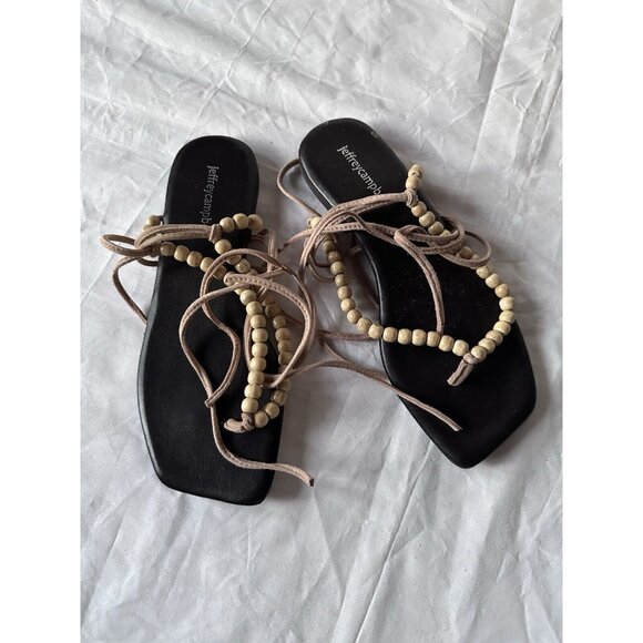 Jeffrey Campbell Xeniah Sandals Natural Ankle Wrap - Picture 4 of 5